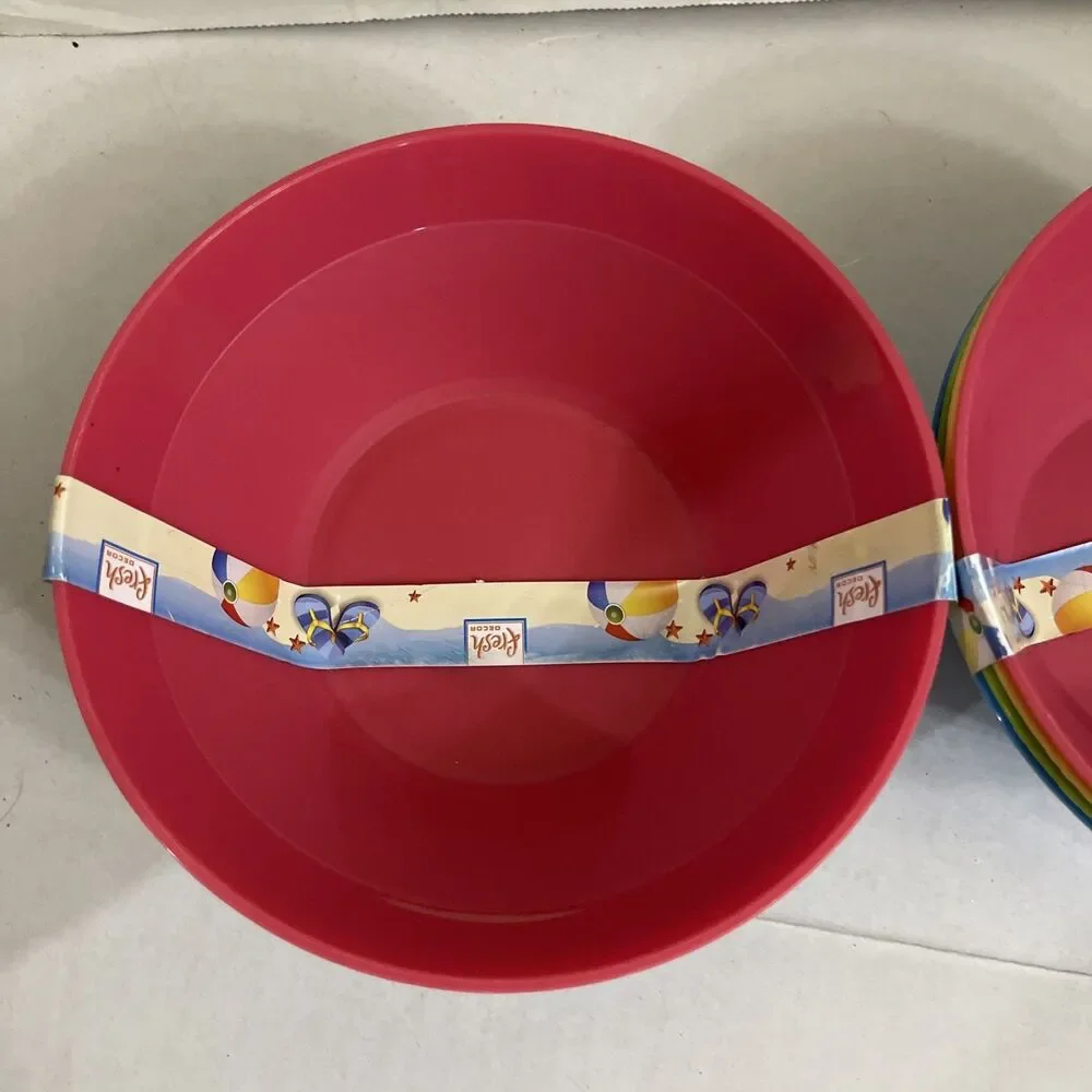 Newport Salad Snack Bowls Rainbow Stacking 6.5” 8 Bowls Total 2 Sets Made In USA